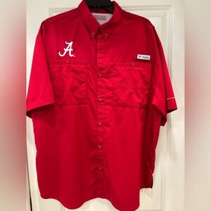 Columbia PFG Alabama Crimson Tide Men's XL Omni shade Fishing Short Sleeve Red